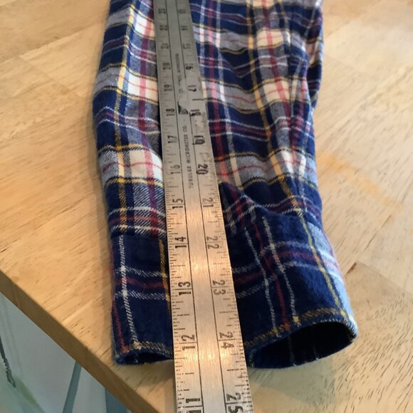 J Crew Flannel Medium Cream Blue White Red Plaid - Picture 5 of 5